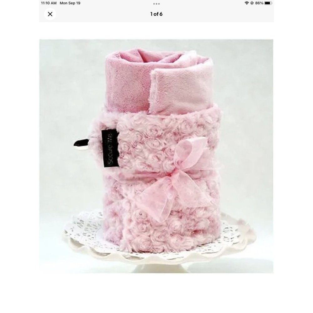 NEW Clip on Baby Blanket Stroller Shade Nursing Pink Bon Bon Rosette Secure2Me